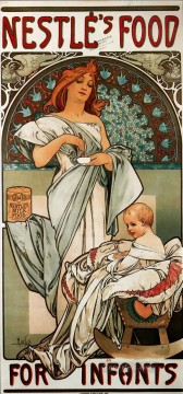  Alphons Lienzo - Nestlé alimentos para bebés 1897 Art Nouveau checo distintivo Alphonse Mucha